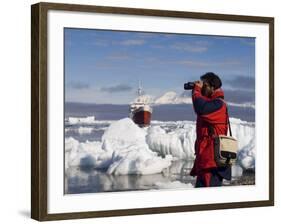 Antarctic Dream Ship and Chilean Ornithologist Rodrigo Tapia, Gerlache Strait, Antarctica-Sergio Pitamitz-Framed Photographic Print