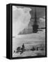 Antarctic Expedition of Robert Scott on Ice with Ship "Terra Nova" Anchored in Background-null-Framed Stretched Canvas