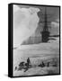 Antarctic Expedition of Robert Scott on Ice with Ship "Terra Nova" Anchored in Background-null-Framed Stretched Canvas