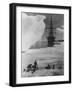 Antarctic Expedition of Robert Scott on Ice with Ship "Terra Nova" Anchored in Background-null-Framed Photographic Print