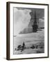 Antarctic Expedition of Robert Scott on Ice with Ship "Terra Nova" Anchored in Background-null-Framed Photographic Print