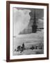 Antarctic Expedition of Robert Scott on Ice with Ship "Terra Nova" Anchored in Background-null-Framed Photographic Print