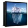 Antarctic Iceberg in the Ocean. Beautiful Polar Sea Background.-Sergey Nivens-Framed Stretched Canvas