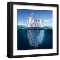 Antarctic Iceberg in the Ocean. Beautiful Polar Sea Background.-Sergey Nivens-Framed Art Print