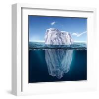 Antarctic Iceberg in the Ocean. Beautiful Polar Sea Background.-Sergey Nivens-Framed Art Print