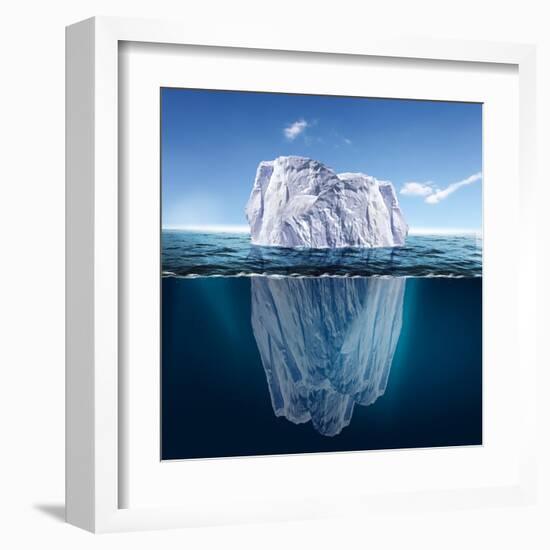 Antarctic Iceberg in the Ocean. Beautiful Polar Sea Background.-Sergey Nivens-Framed Art Print