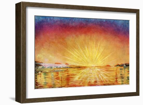 Antarctic Sunset, Admiralty Inlet, Joinville Land, February 1902-null-Framed Giclee Print