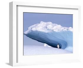 Antarctica, adelie penguin in front of iceberg-Frans Lemmens-Framed Photographic Print