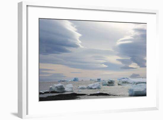 Antarctica. Brown Bluff. Lenticular Clouds Show Katabatic Winds-Inger Hogstrom-Framed Photographic Print