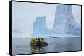 Antarctica. Charlotte Bay. Zodiac Cruising around Icebergs-Inger Hogstrom-Framed Stretched Canvas