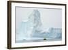 Antarctica. Charlotte Bay. Zodiac Dwarfed by a Giant Towering Iceberg-Inger Hogstrom-Framed Photographic Print