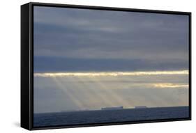 Antarctica. Crepuscular Rays Shining Down onto Tabular Icebergs-Inger Hogstrom-Framed Stretched Canvas