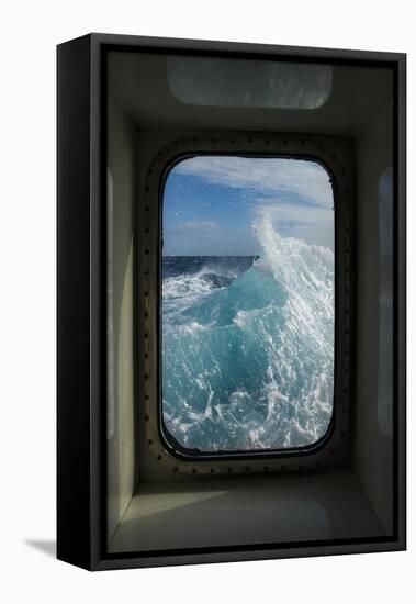 Antarctica, Drake Passage. Window view of waves.-Yuri Choufour-Framed Stretched Canvas