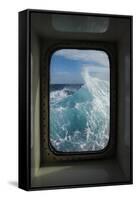 Antarctica, Drake Passage. Window view of waves.-Yuri Choufour-Framed Stretched Canvas