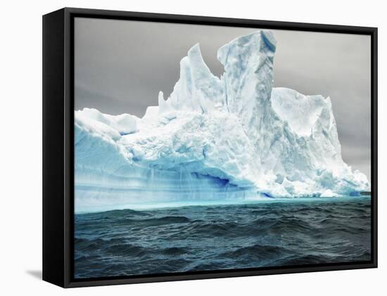 Antarctica, large iceberg, blue ice-George Theodore-Framed Stretched Canvas