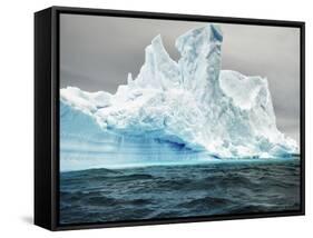 Antarctica, large iceberg, blue ice-George Theodore-Framed Stretched Canvas