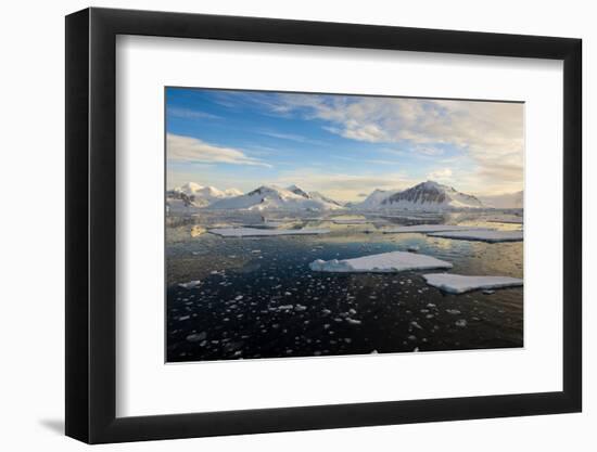 Antarctica, Near Adelaide Island. the Gullet. Ice Floes at Sunset-Inger Hogstrom-Framed Photographic Print