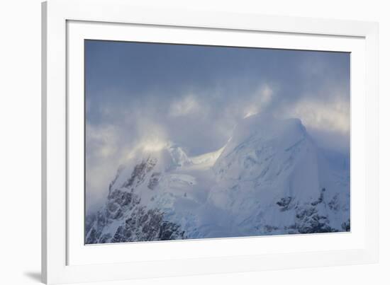 Antarctica. Paradise Harbor. Snowy Mountains and Clouds at Sunrise-Inger Hogstrom-Framed Photographic Print