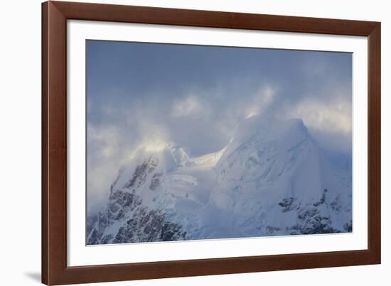 Antarctica. Paradise Harbor. Snowy Mountains and Clouds at Sunrise-Inger Hogstrom-Framed Photographic Print