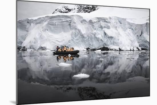 Antarctica. Tourists Looking at a Glacier from a Zodiac-Janet Muir-Mounted Photographic Print