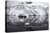 Antarctica. Tourists Looking at a Glacier from a Zodiac-Janet Muir-Stretched Canvas
