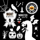 Set of Halloween Party Decoration Design Elements. Vector Illustration.-AntartStock-Art Print