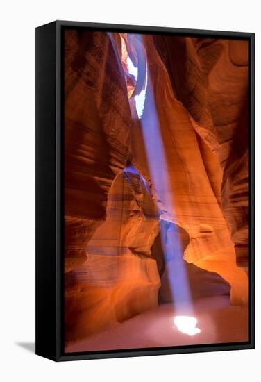 Antelope Canyon Arizona Light Beams on Navajo Land near Page-holbox-Framed Stretched Canvas