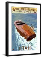 Antelope Island State Park, Utah - Wooden Boat-Lantern Press-Framed Art Print