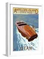 Antelope Island State Park, Utah - Wooden Boat-Lantern Press-Framed Art Print