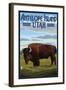 Antelope Island, Utah - Bison Scene-Lantern Press-Framed Art Print