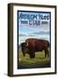 Antelope Island, Utah - Bison Scene-Lantern Press-Framed Art Print