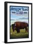 Antelope Island, Utah - Bison Scene-Lantern Press-Framed Art Print