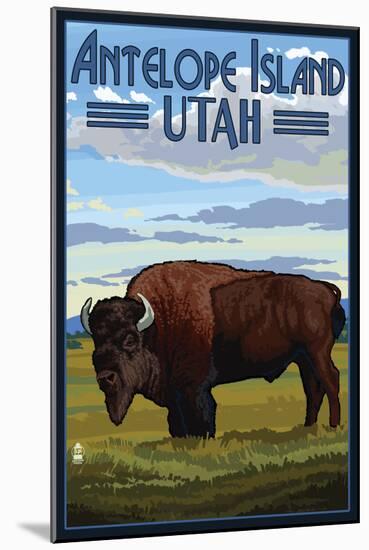 Antelope Island, Utah - Bison Scene-Lantern Press-Mounted Art Print