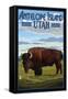 Antelope Island, Utah - Bison Scene-Lantern Press-Framed Stretched Canvas