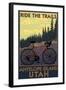 Antelope Island, Utah - Mountain Bike Scene-Lantern Press-Framed Art Print