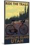 Antelope Island, Utah - Mountain Bike Scene-Lantern Press-Mounted Art Print