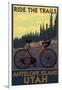 Antelope Island, Utah - Mountain Bike Scene-Lantern Press-Framed Art Print