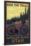 Antelope Island, Utah - Mountain Bike Scene-Lantern Press-Framed Art Print