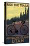 Antelope Island, Utah - Mountain Bike Scene-Lantern Press-Stretched Canvas