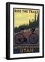 Antelope Island, Utah - Mountain Bike Scene-Lantern Press-Framed Art Print