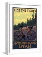 Antelope Island, Utah - Mountain Bike Scene-Lantern Press-Framed Art Print