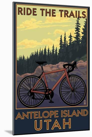 Antelope Island, Utah - Mountain Bike Scene-Lantern Press-Mounted Art Print