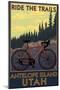 Antelope Island, Utah - Mountain Bike Scene-Lantern Press-Mounted Art Print