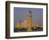 Antelopes on Columns at Entrance to Mandraki Harbour, Rhodes, Dodecanese Islands, Greece-David Beatty-Framed Photographic Print