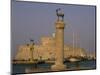 Antelopes on Columns at Entrance to Mandraki Harbour, Rhodes, Dodecanese Islands, Greece-David Beatty-Mounted Photographic Print