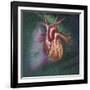 Anterior View of Heart and Lung on Green Background-null-Framed Art Print