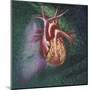 Anterior View of Heart and Lung on Green Background-null-Mounted Art Print