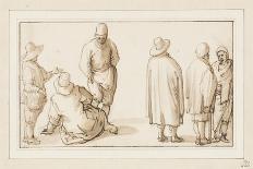 A Group of Three Figures Conversing and Two Merchants Talking to an Oriental (Pen and Ink with Wash-Anthonie Palamedesz-Giclee Print