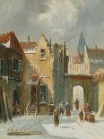 Winter Street Scene-Anthonie Waldorp-Stretched Canvas