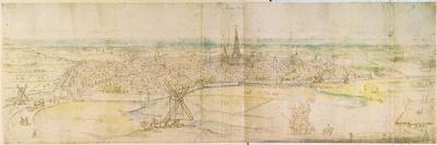 Panoramic View of Segovia from the East (Pen and Brown Ink with Touches of Blue Wash over Black Cha-Anthonis van den Wyngaerde-Giclee Print
